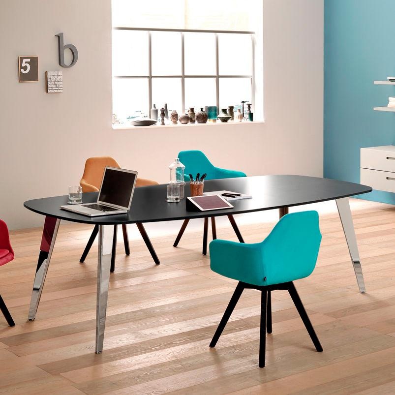 contemporary boardroom table / wood veneer / rectangular / oval