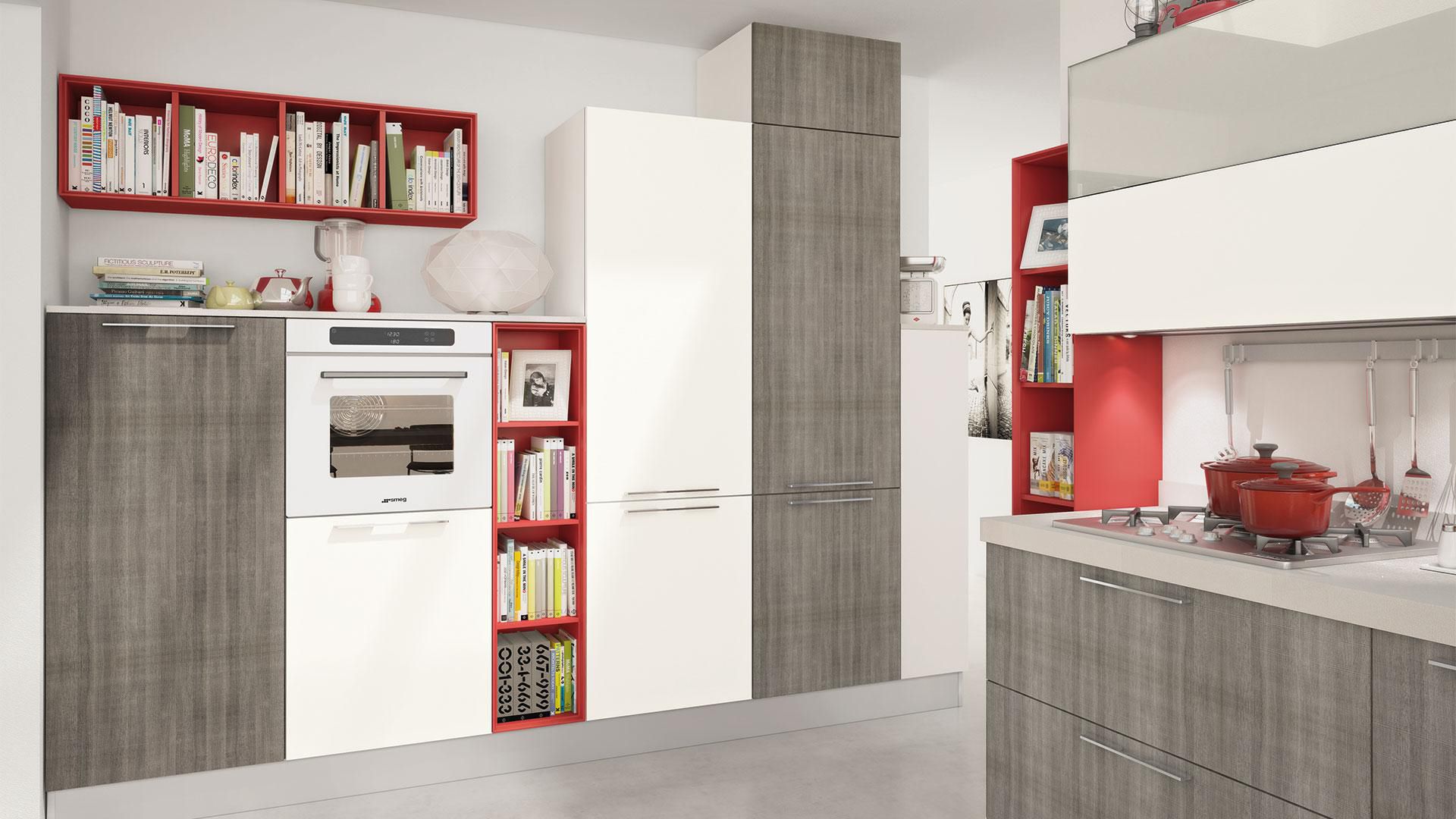 Contemporary kitchen / wood veneer / lacquered - NOEMI - CUCINE LUBE Contemporary kitchen / wood veneer / lacquered - NOEMI - CUCINE LUBE