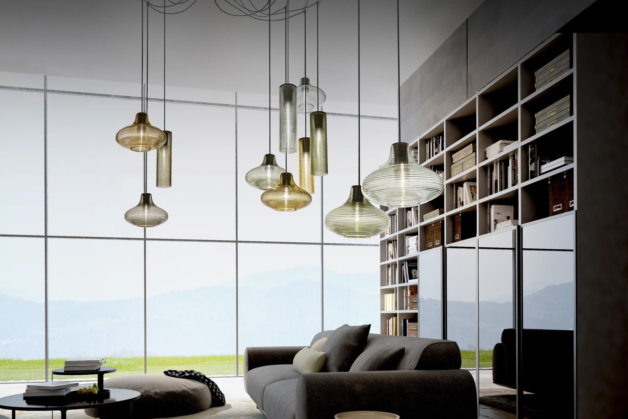 Pendant Lamp Contemporary Steel Blown Glass Emma By Silvia Pendant Lamp Contemporary Steel Blown Glass