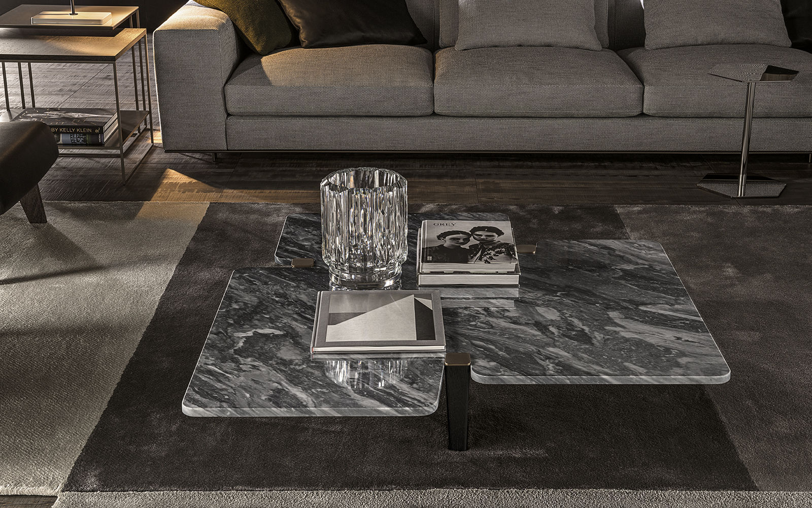 Contemporary Coffee Table Oak Metal Marble Jacob Minotti Contemporary Coffee Table Oak Metal Marble