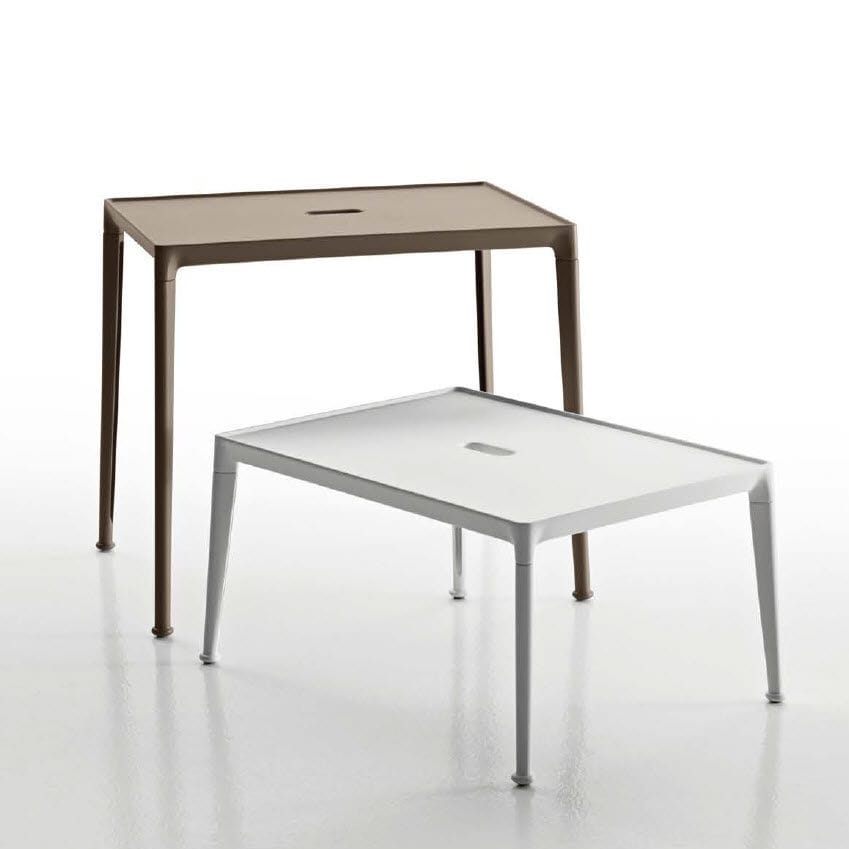 Contemporary Side Table Iroko Cast Aluminum Rectangular Contemporary Side Table Iroko Cast Aluminum Rectangular Mirto Outdoor