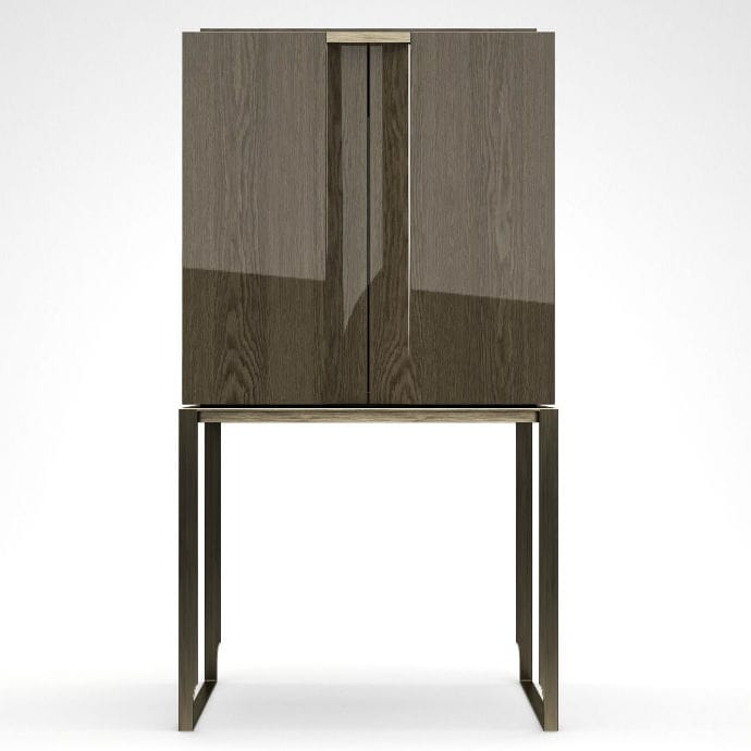 Contemporary Bar Cabinet Paris Hugues Chevalier Metal Leather