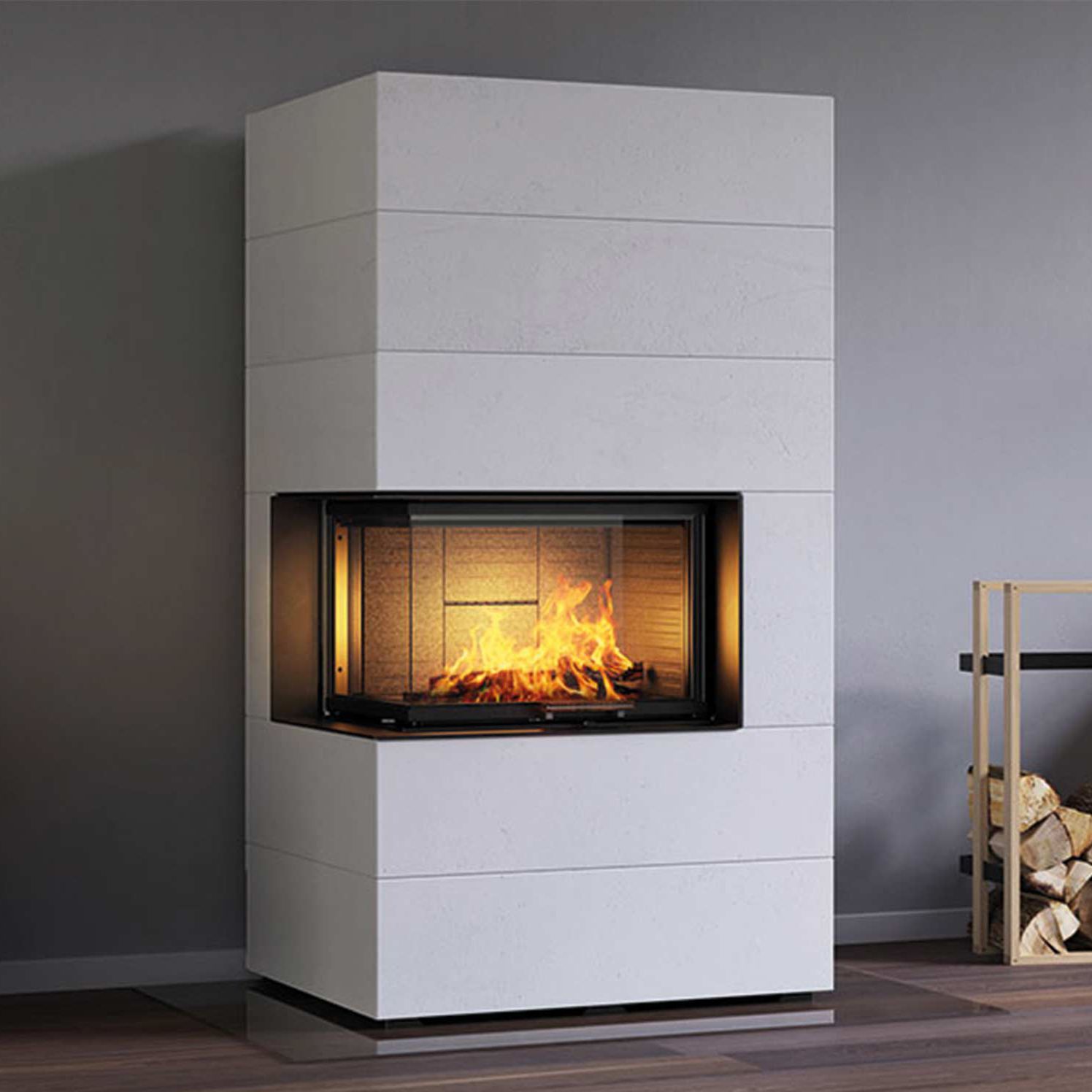 Wood Burning Fireplace Insert Corner Visio 2 Element Attika