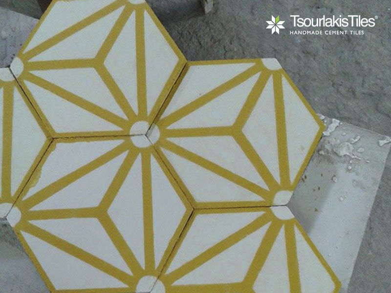 Indoor Encaustic Cement Tile Floor Geometric Pattern Handmade Indoor Encaustic Cement Tile Floor Geometric Pattern Handmade