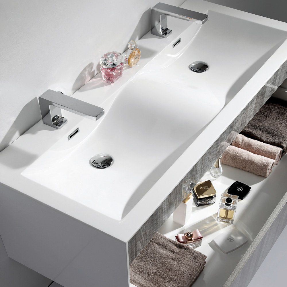 Double Washbasin Cabinet Wall Hung Ash Contemporary Encore Double Washbasin Cabinet Wall Hung Ash Contemporary