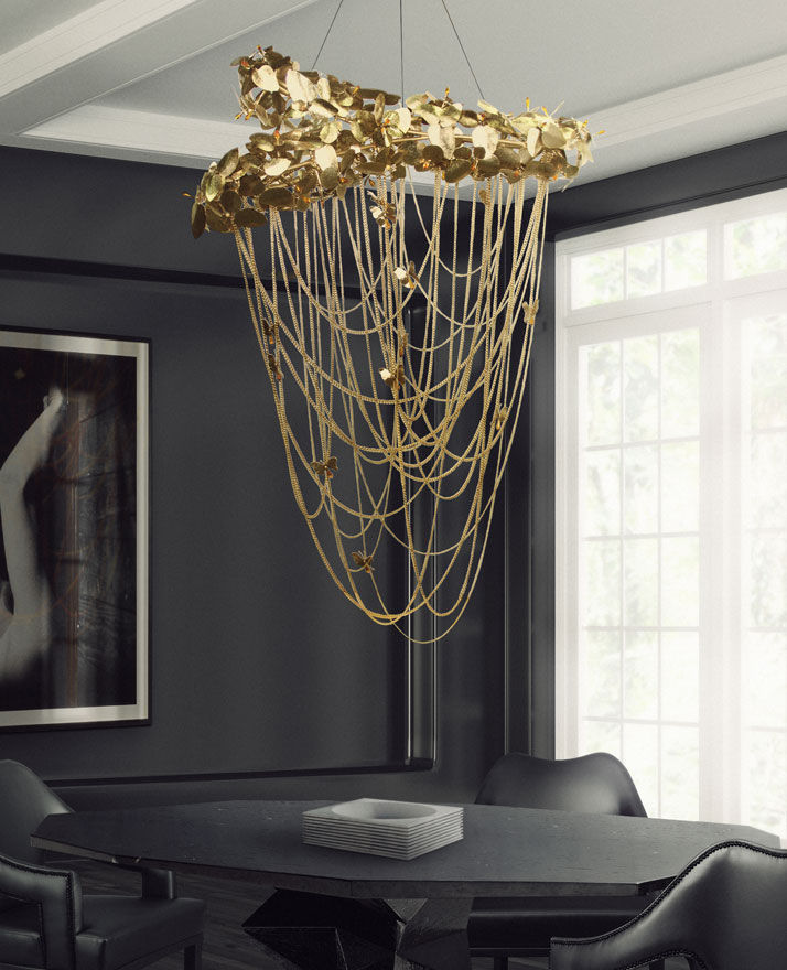 Contemporary Chandelier Swarovski Crystal Gold Plated Brass Contemporary Chandelier Swarovski Crystal Gold Plated Brass Halogen