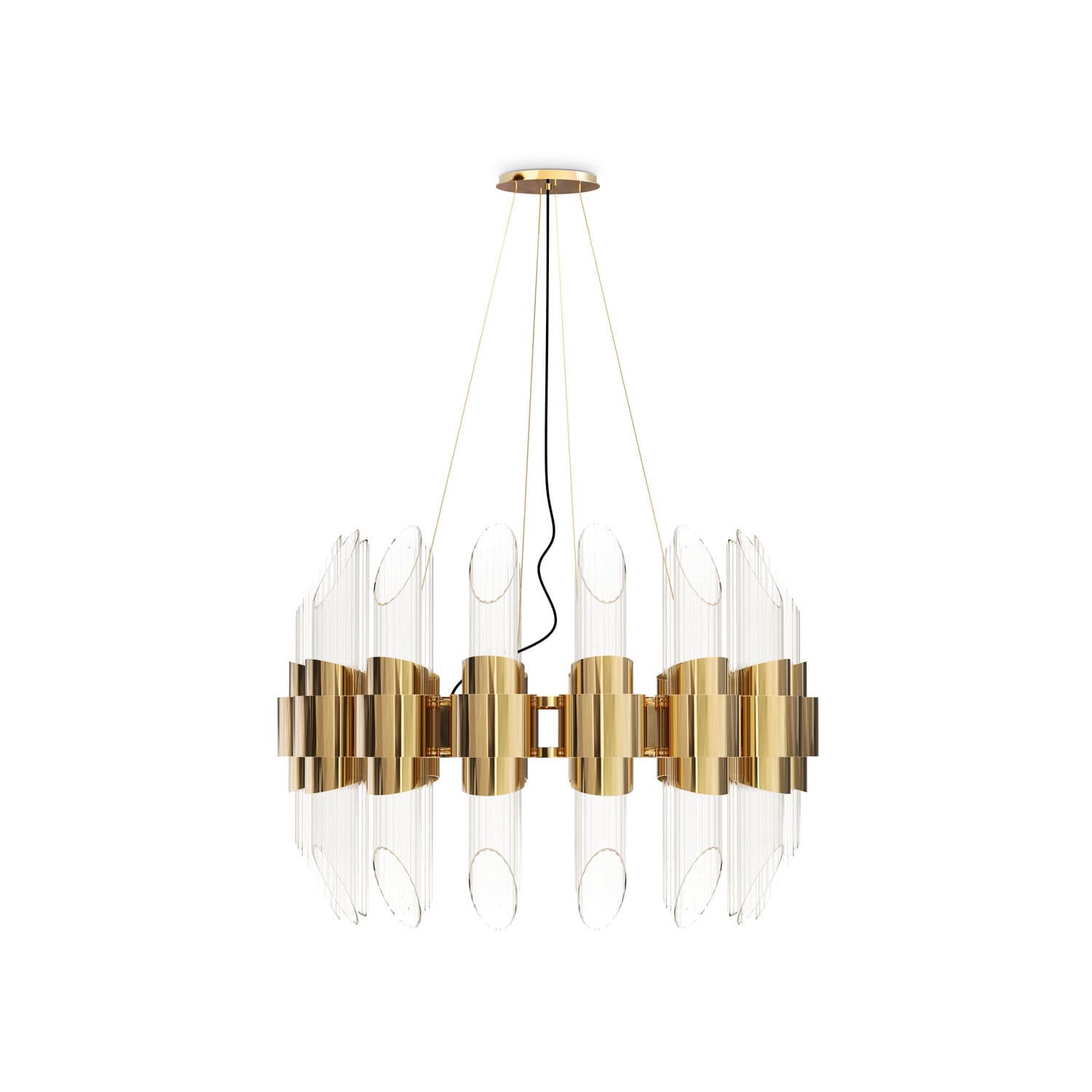 Contemporary Chandelier Crystal Brass Tycho Round Luu Contemporary Chandelier Crystal Brass Tycho Round