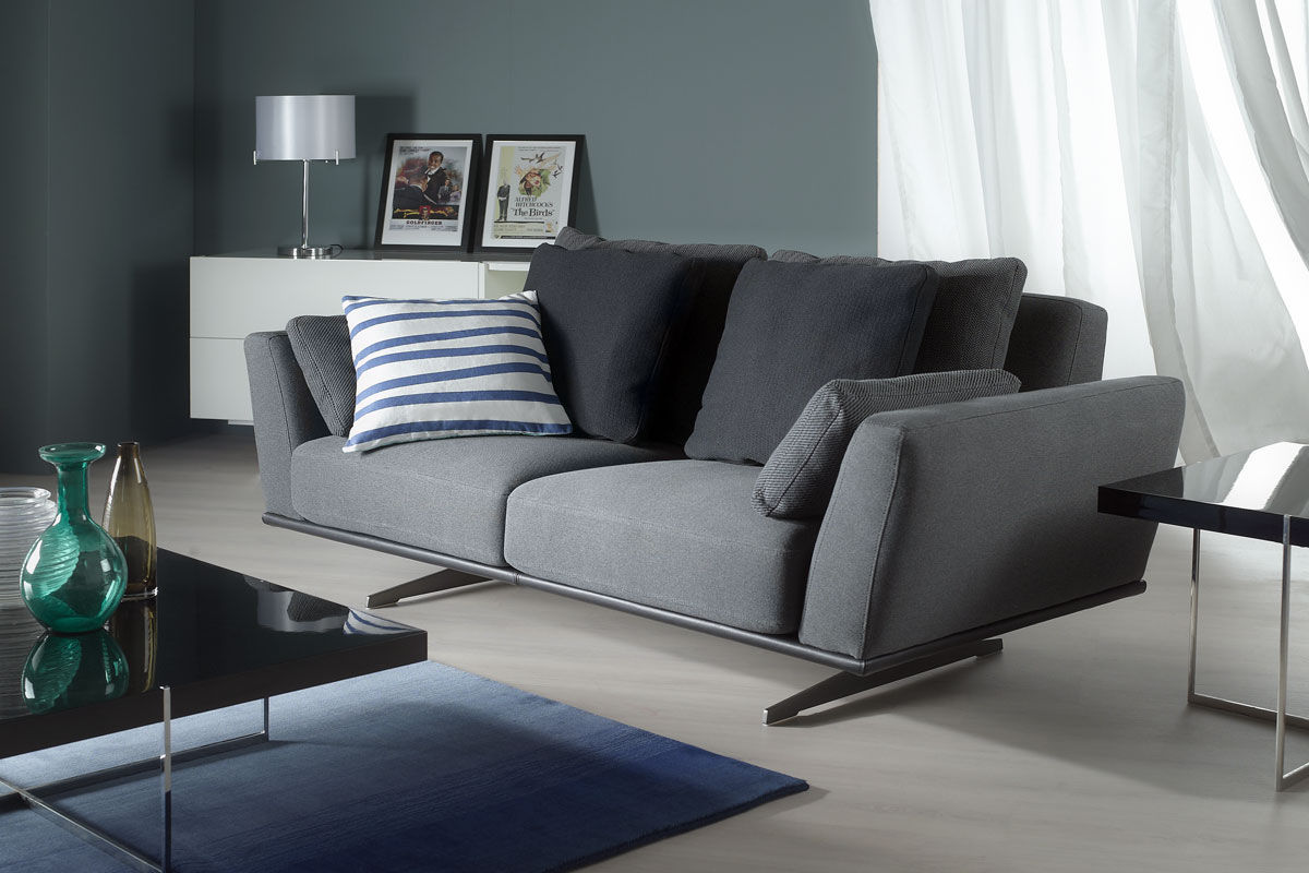 Contemporary Sofa Fabric Leather Metal Rossini Parma