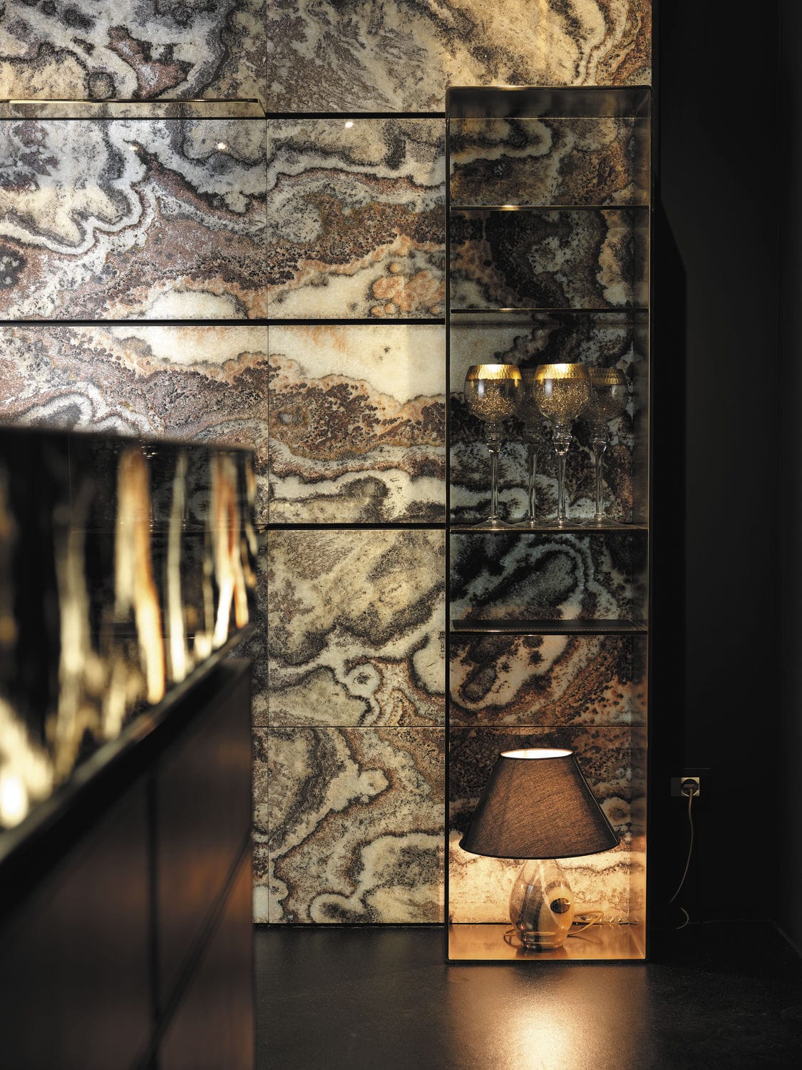 Backlit Tile Indoor Wall Onyx C Black Living Unit Backlit Tile Indoor Wall Onyx