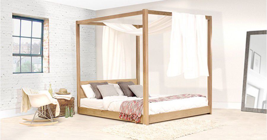 Canopy Bed Double Contemporary Wooden Low Four Poster Get Canopy Bed Double Contemporary Wooden