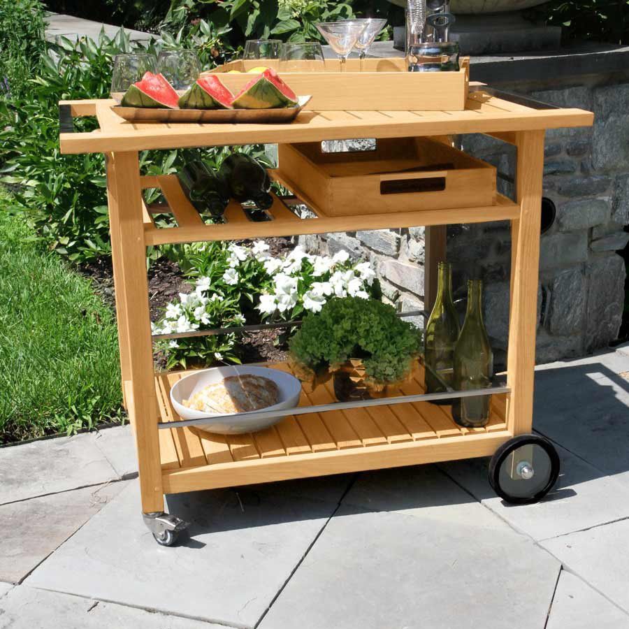 Garden service trolley / teak / stainless steel / residential ... Garden service trolley / teak / stainless steel / residential ...