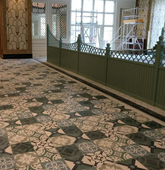 Indoor Encaustic Cement Tile Floor Wall Geometric Pattern Indoor Encaustic Cement Tile Floor Wall Geometric Pattern Grey White