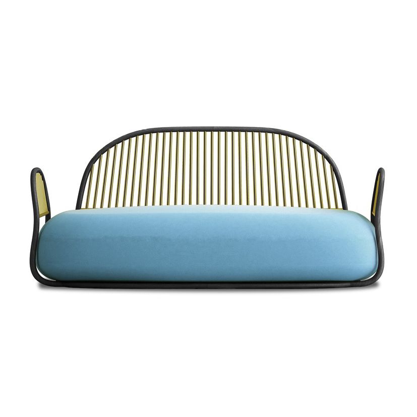 Contemporary Sofa Fabric Leather Blue Circe By Ini Archibong Contemporary Sofa Fabric Leather Blue Circe By Ini Archibong