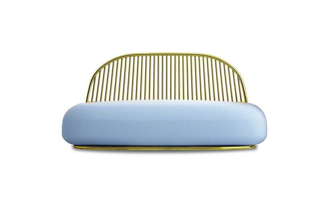 Contemporary Sofa Fabric Leather Blue Circe By Ini Archibong Contemporary Sofa Fabric Leather Blue