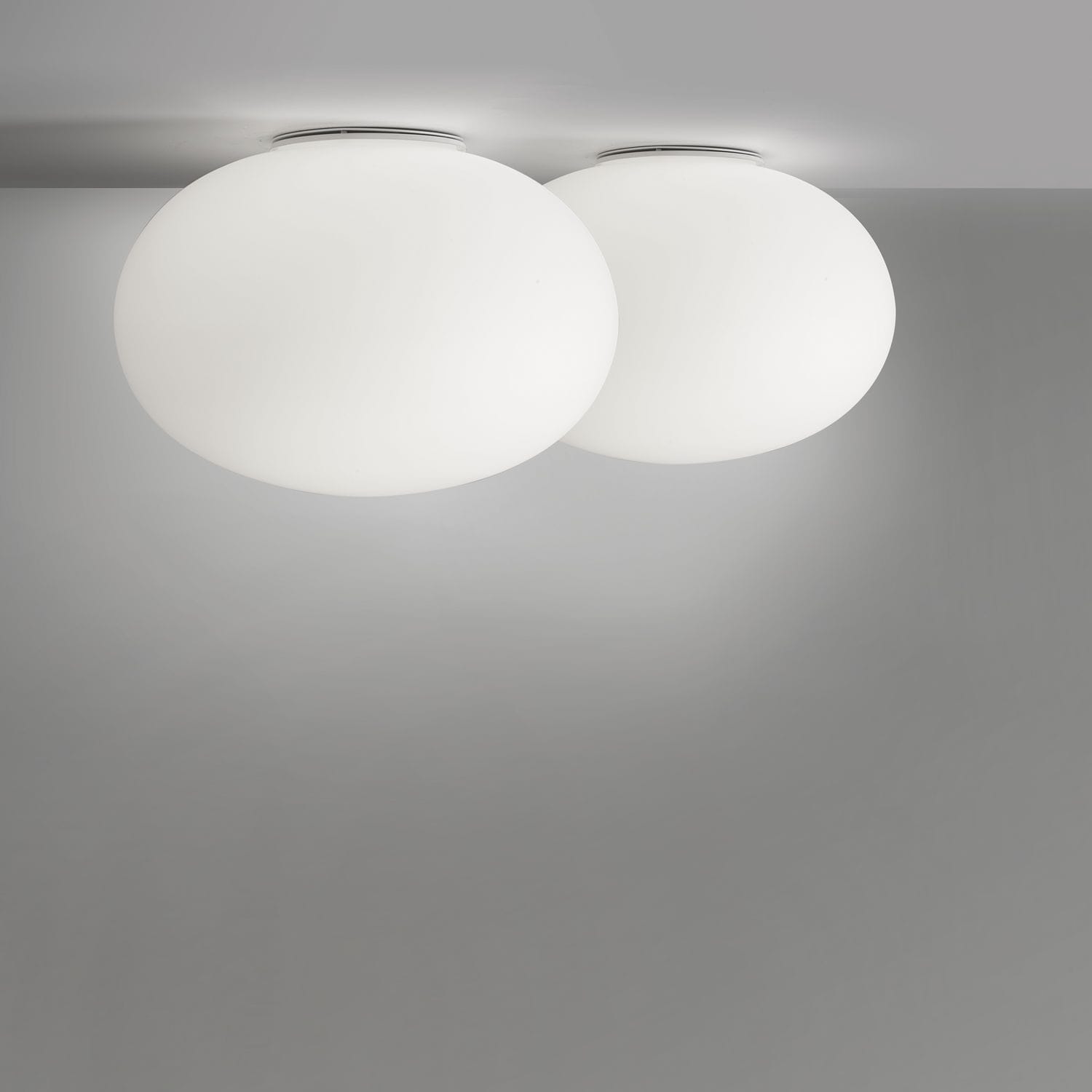 Contemporary Ceiling Light Round Blown Glass Painted Metal