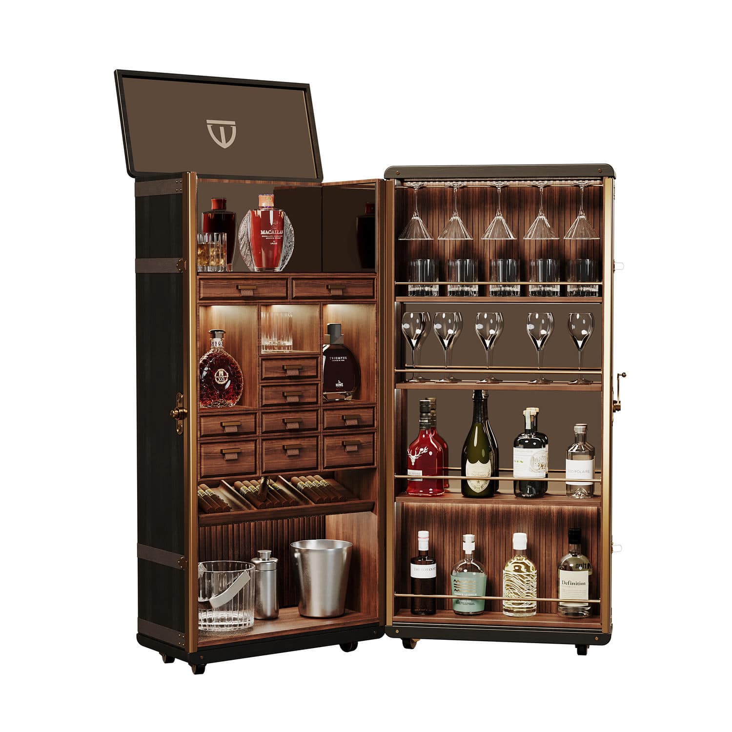 Contemporary Bar Cabinet Bowmore WOOD TAILORS CLUB Walnut Oak