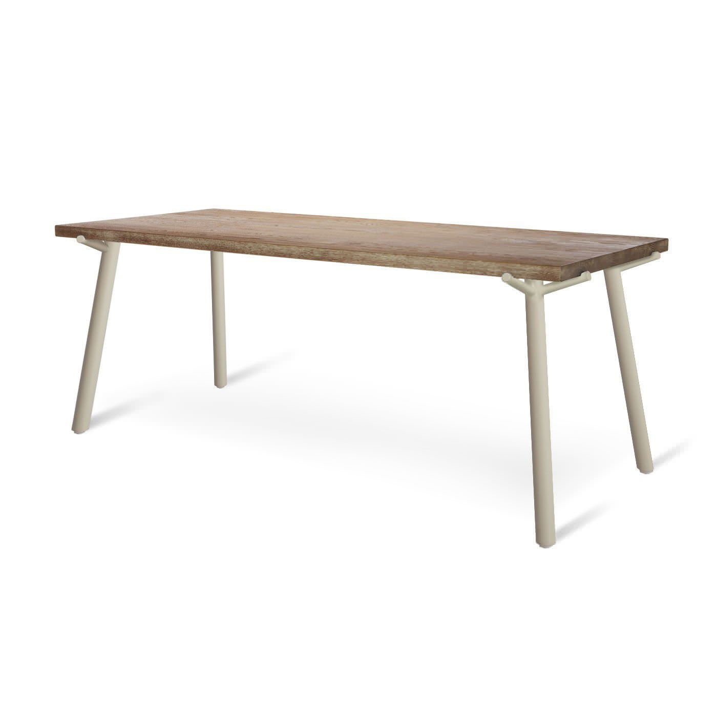 Contemporary Dining Table Oak Solid Wood Powder Coated Steel Contemporary Dining Table Oak Solid Wood Powder Coated Steel