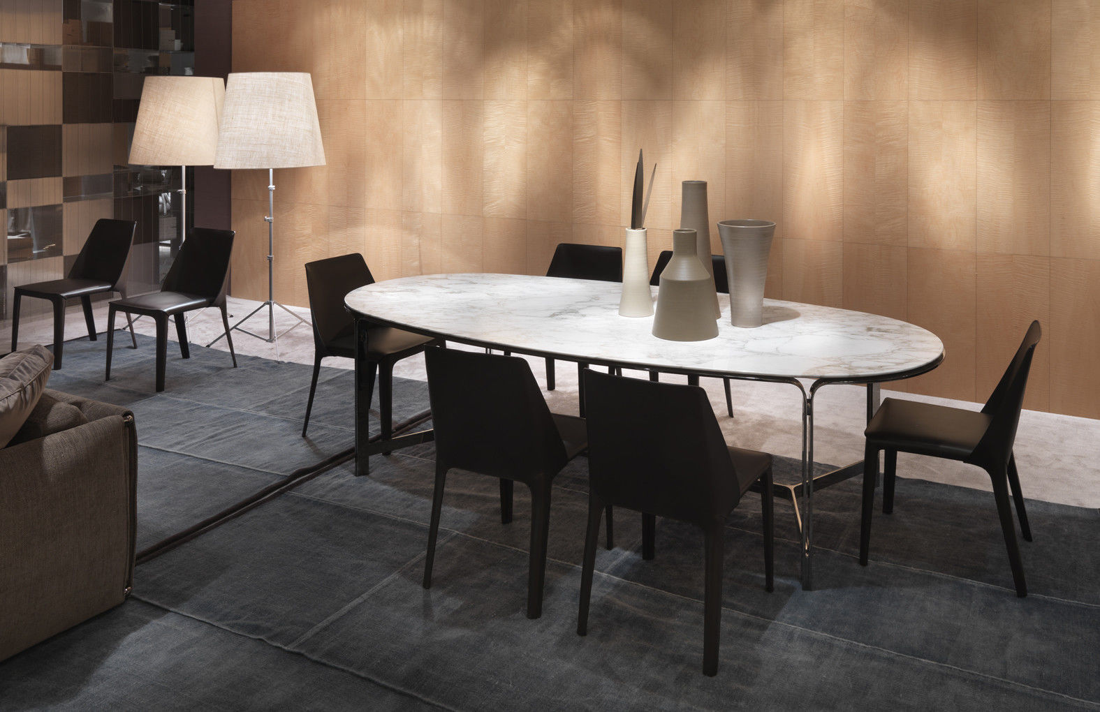 Contemporary Dining Table Metal Marble Oval Clarke Flexform Contemporary Dining Table Metal Marble Oval
