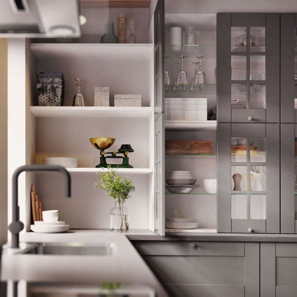 Contemporary kitchen / melamine / wooden shaker grey hth køkkener