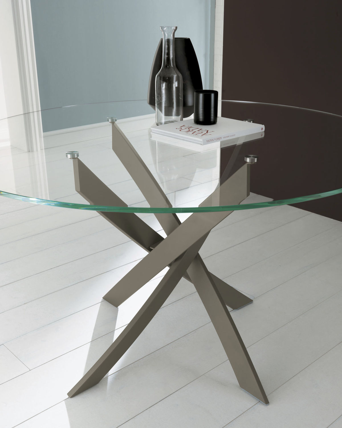 Contemporary Dining Table Glass Round Barone Bontempi Casa - Contemporary Dining Table Glass Round Barone Bontempi Casa contemporary dining table glass round barone bontempi casa - contemporary dining table glass round barone bontempi casa