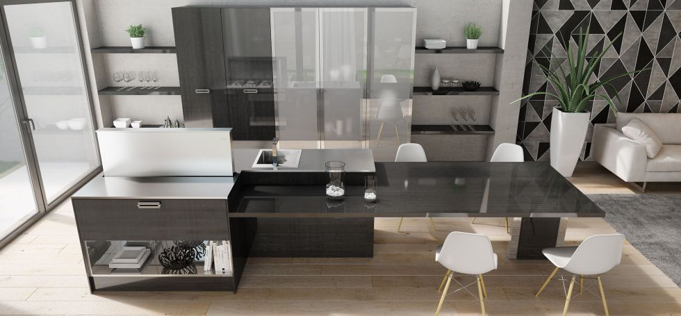 Contemporary kitchen / stainless steel / wood veneer / island - SOHO ... Contemporary kitchen / stainless steel / wood veneer / island - SOHO ...