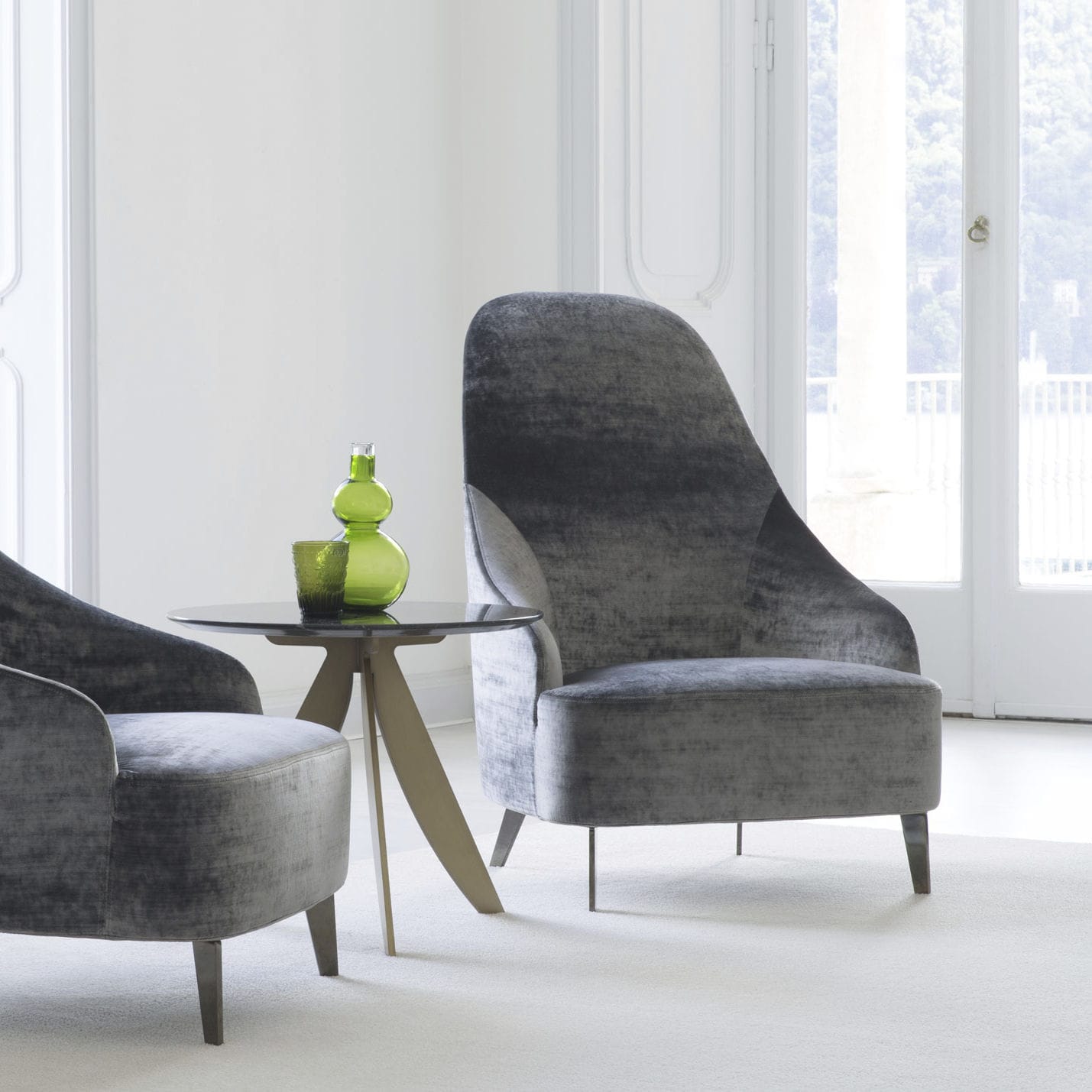 Contemporary armchair / fabric / leather / high-back - VANESSA ... Contemporary armchair / fabric / leather / high-back - VANESSA ...