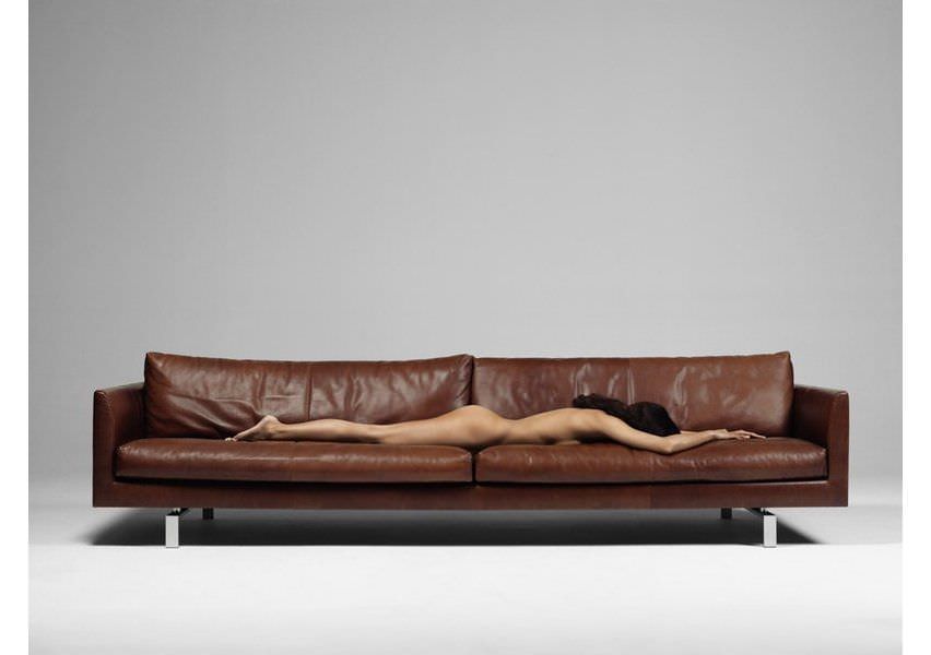 Contemporary Sofa Leather 4 Seater Brown Axel By Gijs Contemporary Sofa Leather 4 Seater Brown