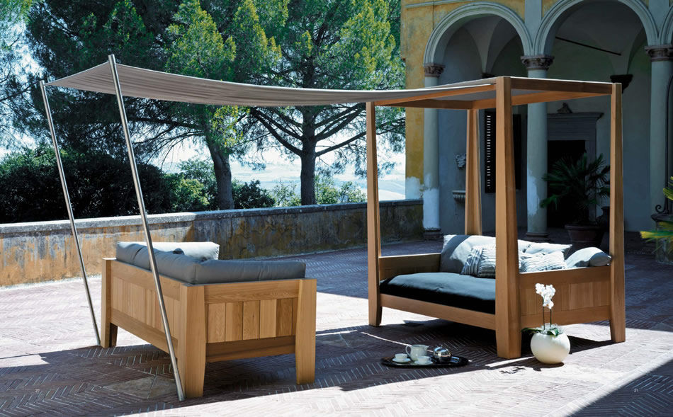 Contemporary armchair / wooden / garden tea house by paolo ... Sofa in legno