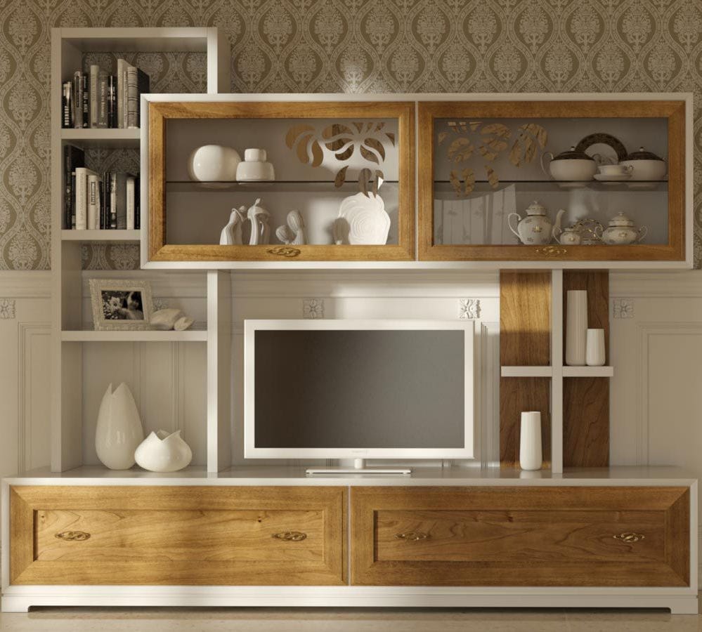 Classic TV wall unit / wooden / lacquered wood / glass - LA DOLCE ... Classic TV wall unit / wooden / lacquered wood / glass - LA DOLCE ...