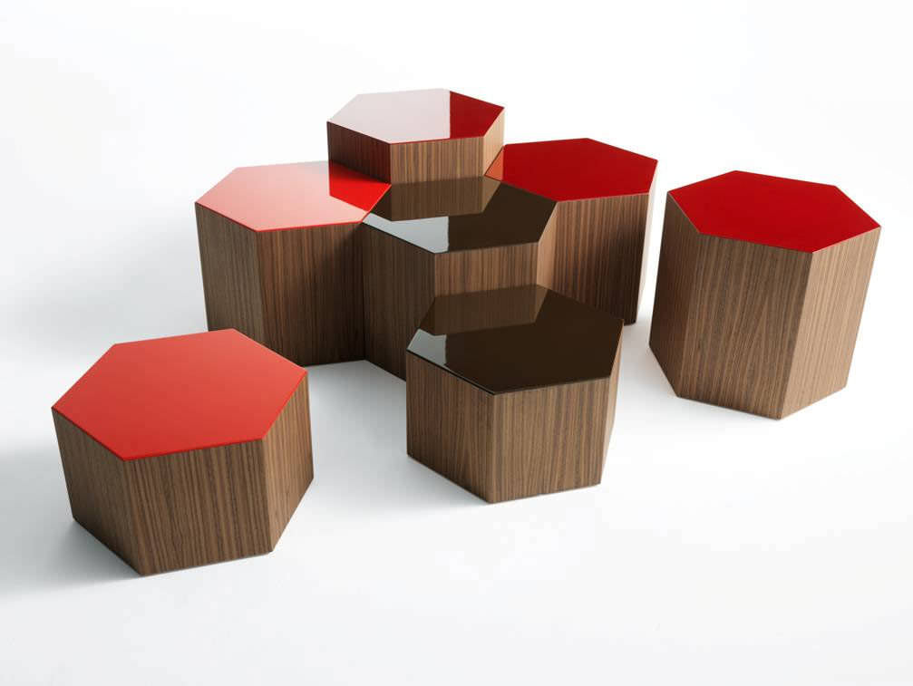 Contemporary Coffee Table Oak Walnut Hexagonal Six Contemporary Coffee Table Oak Walnut Hexagonal Six