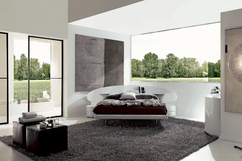 Double Bed Contemporary With Upholstered Headboard Leather Double Bed Contemporary With Upholstered Headboard Leather