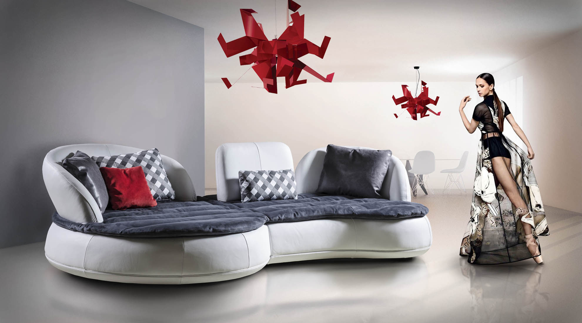 Modular sofa contemporary leather fabric KOSMOS Nieri