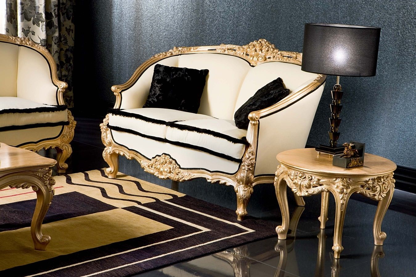 Black And Gold Fabric Sofa Classic Sofa Fabric For Hotels Contract Adone Silik