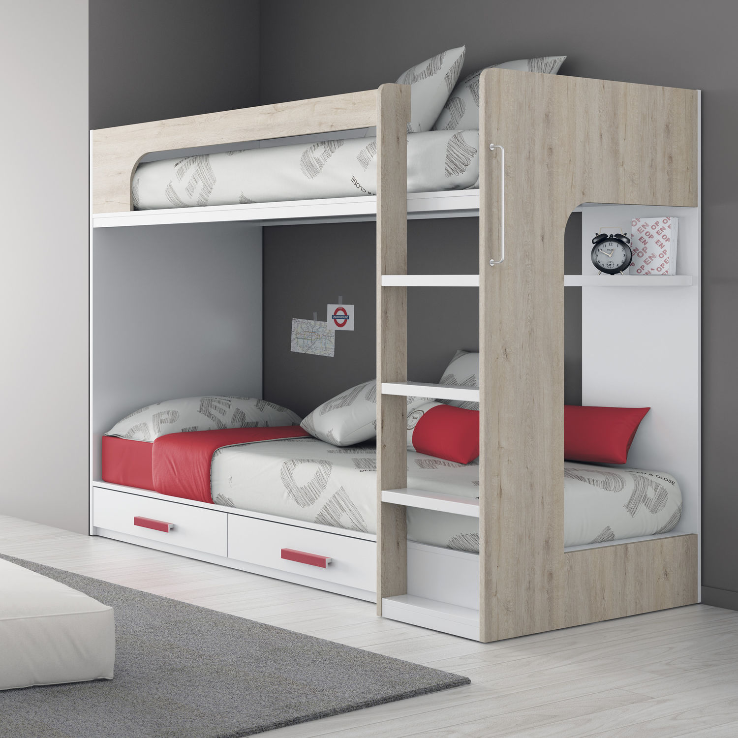 Bunk Bed Single Contemporary Melamine Touch Ros - Bunk Bed Single Contemporary Melamine Touch Ros Sa bunk bed single contemporary melamine touch ros - bunk bed single contemporary melamine touch ros sa