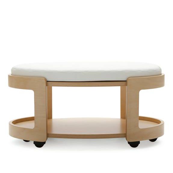 Contemporary Ottoman Fabric Leather Wooden Ekornes Contemporary Ottoman Fabric Leather Wooden