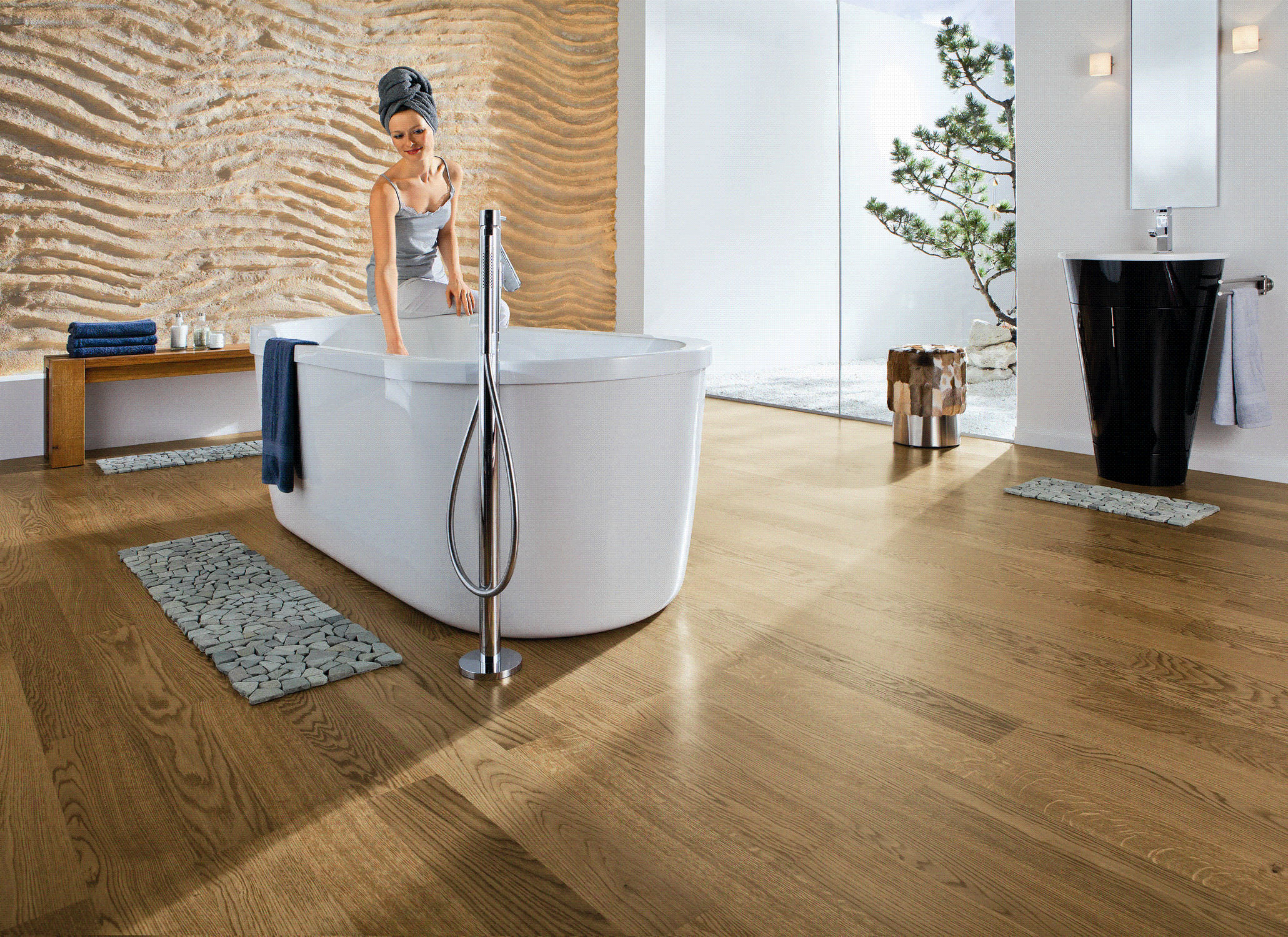 Engineered parquet floor / glued / oiled / aged prestige spa ... Parquet rovere anticato