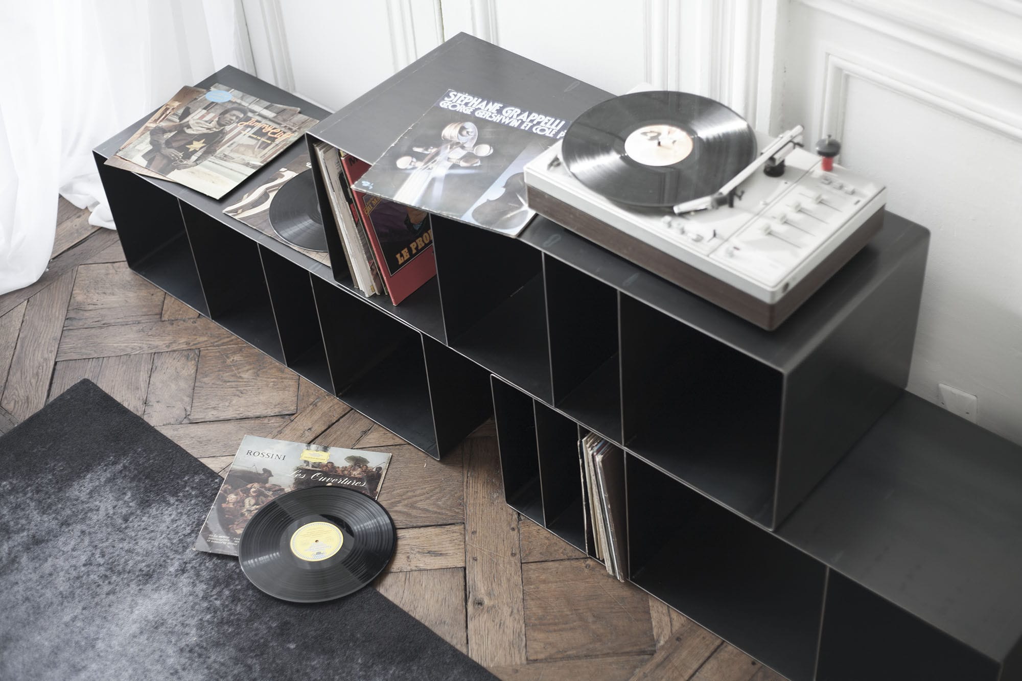 Modular Shelf Industrial Design Steel For Vinyl Records Modular Shelf Industrial Design Steel For Vinyl Records