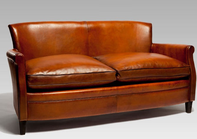 Traditional Sofa Leather Beech 2 Person Parisien 1935 Traditional Sofa Leather Beech 2 Person Parisien 1935
