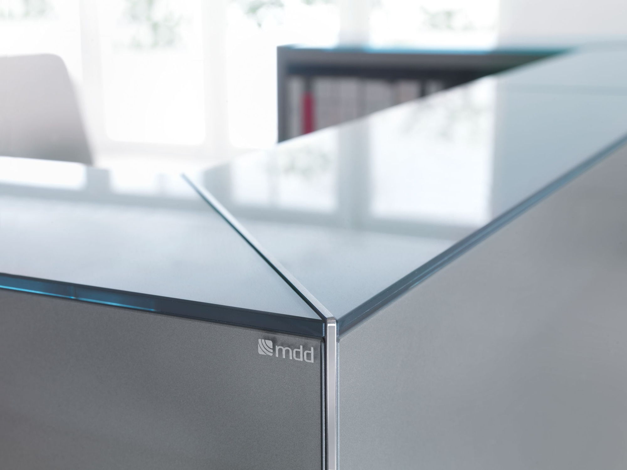 Modular Reception Desk Corner Gl Stainless Steel Linea Modular Reception Desk Corner Gl Stainless Steel