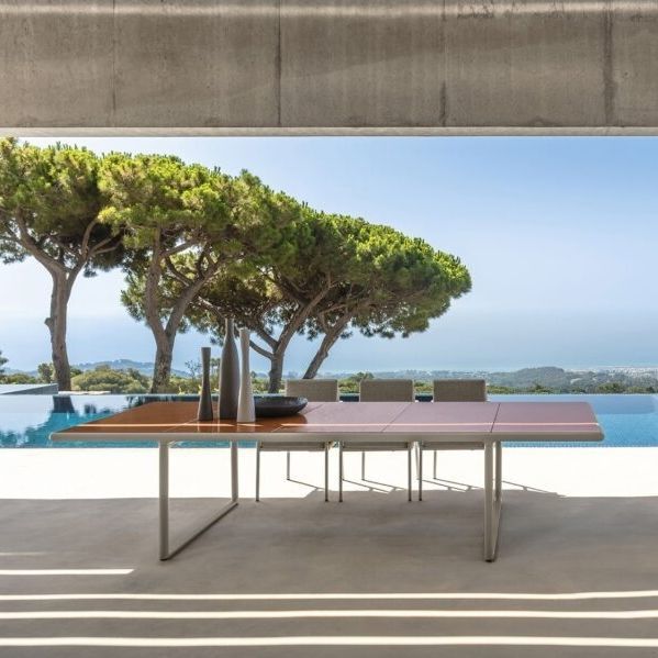 Contemporary dining table TRESSÉ TALENTI enamaled lava stone