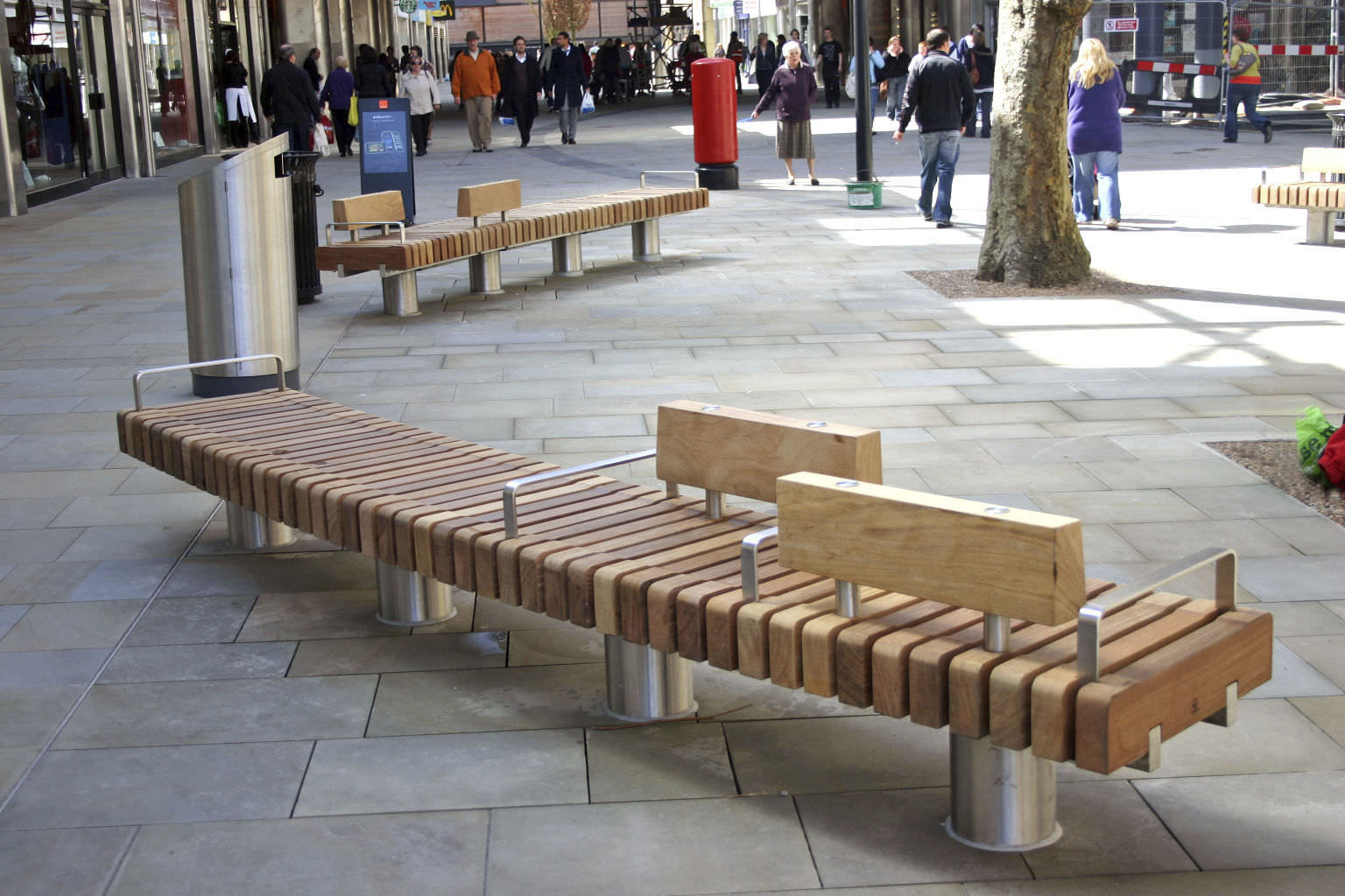 Public Bench Contemporary Wooden Stainless Steel C Walk Public Bench Contemporary Wooden Stainless Steel