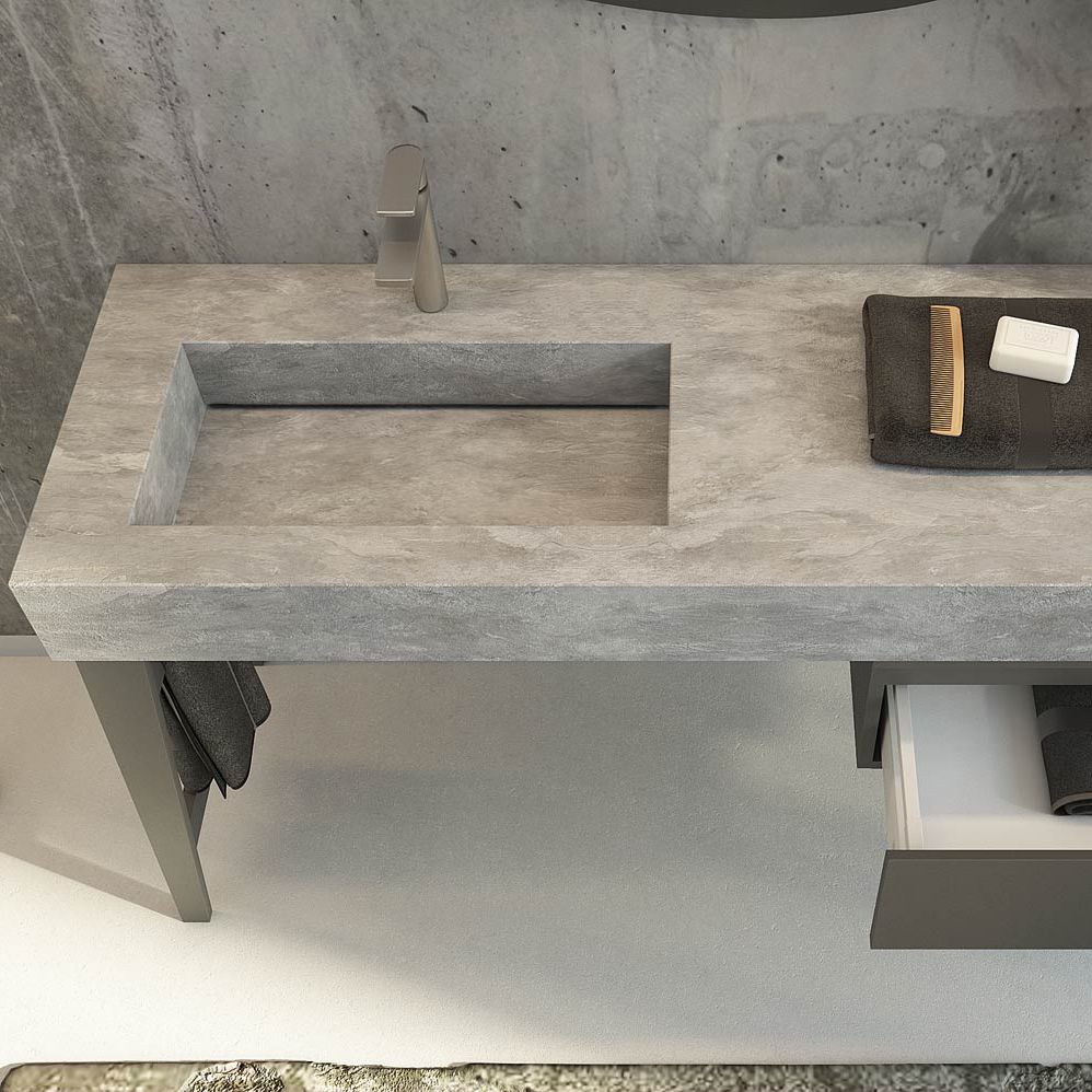 Wall Mounted Washbasin Rectangular Ceramic Slate Freedom 24 Wall Mounted Washbasin Rectangular Ceramic Slate Freedom 24