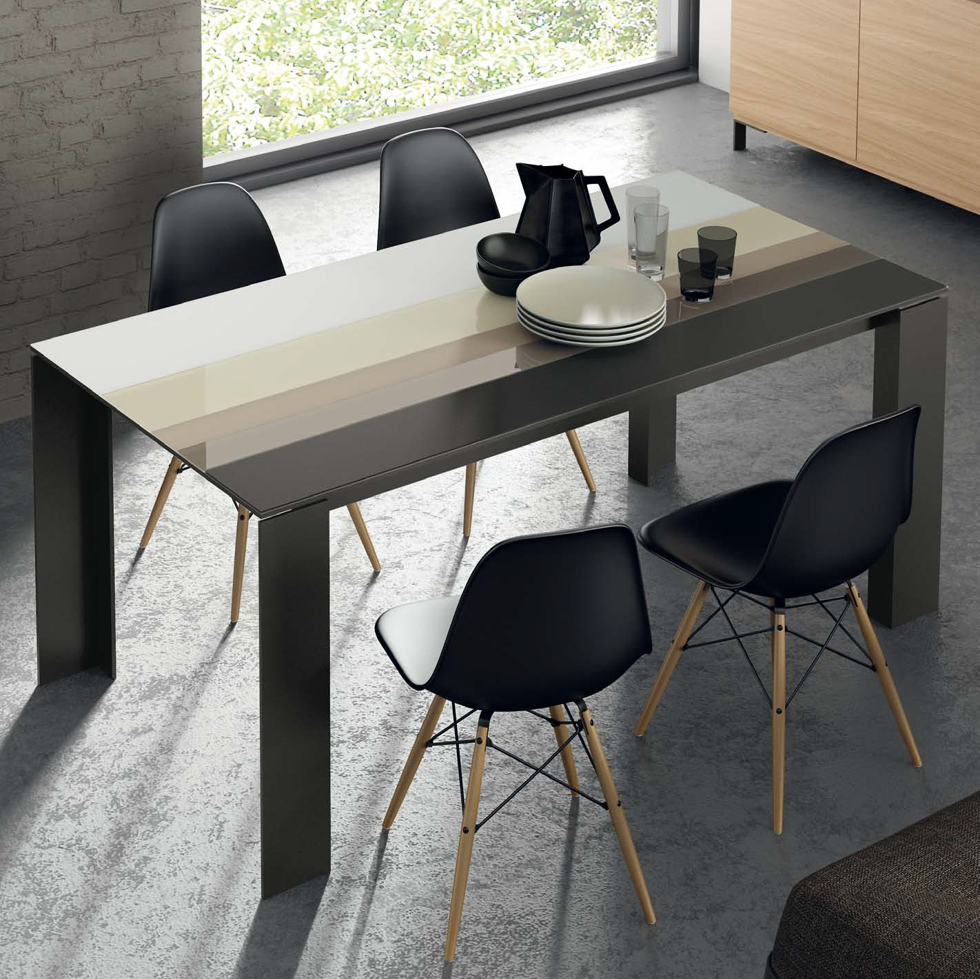 Contemporary Dining Table Wooden Ceramic Lacquered Glass T07 Contemporary Dining Table Wooden Ceramic Lacquered Glass T07