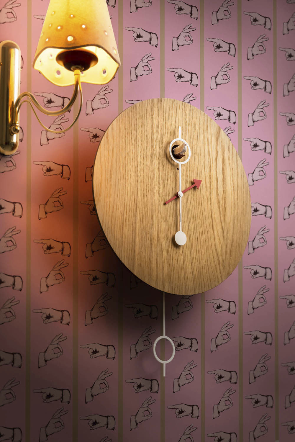 Contemporary Clock Pendulum Wall Mounted Lacquered Wood Contemporary Clock Pendulum Wall Mounted Lacquered Wood