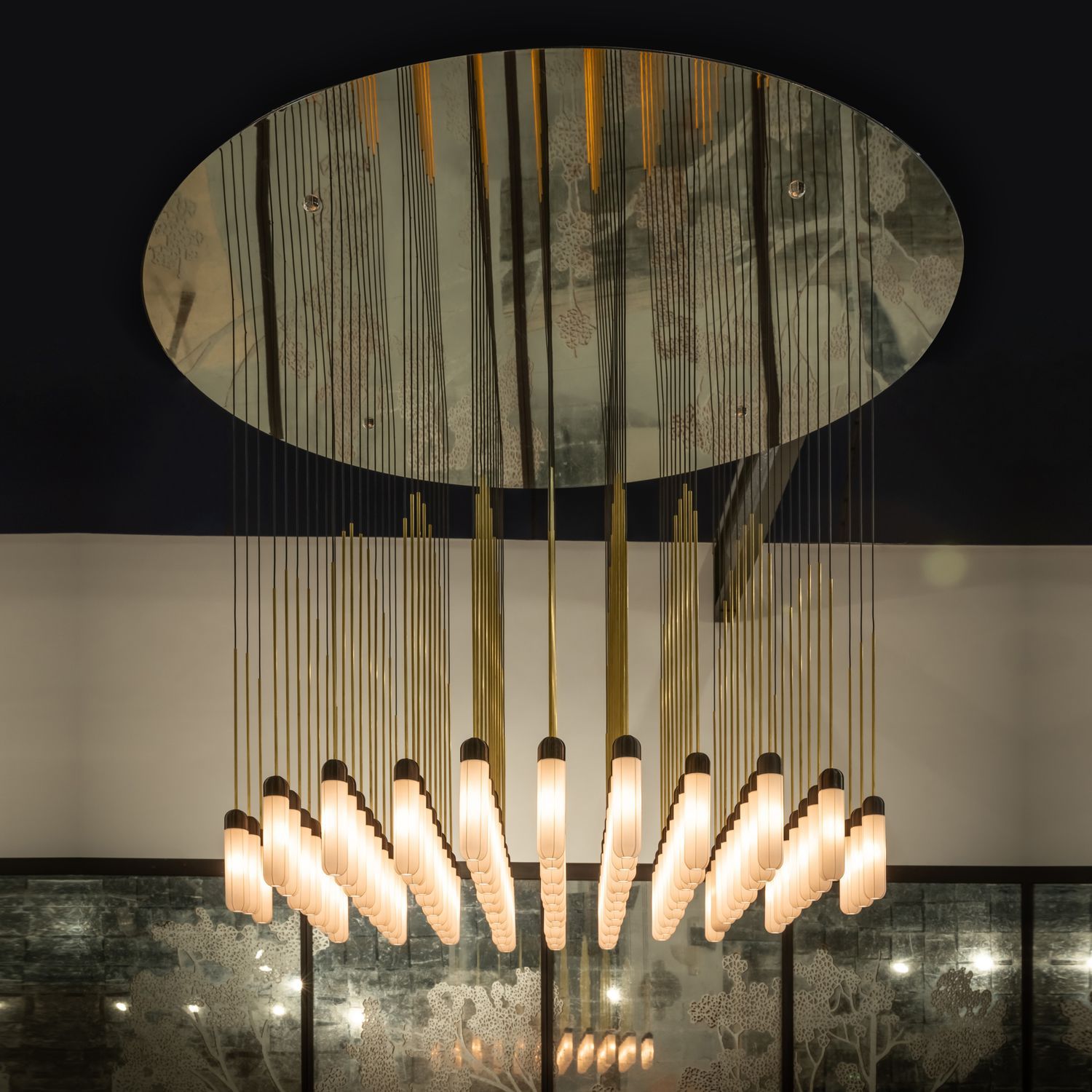 Contemporary Chandelier CAPITOLE Octavio Amado Brass Polymer