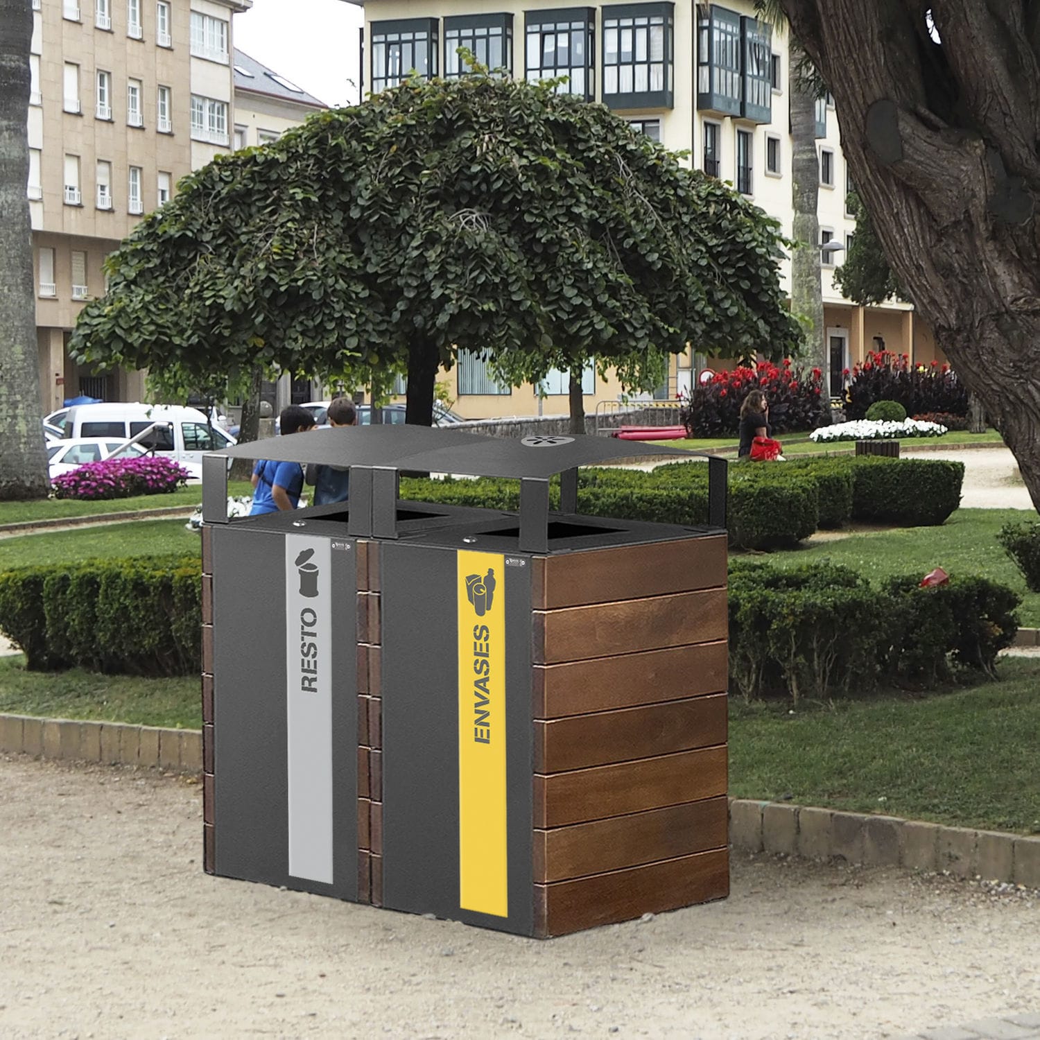 Public Trash Can VALENCIA CERVIC ENVIRONMENT Galvanised Steel