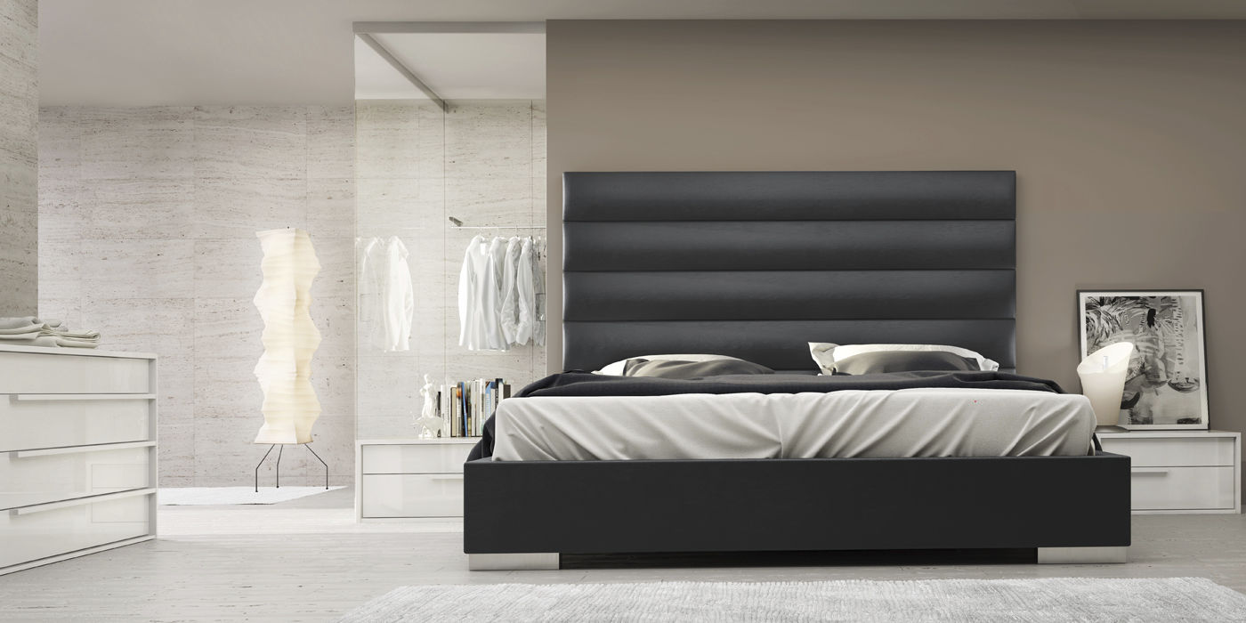 Double Bed Contemporary Leather With Upholstered Headboard - Double Bed Contemporary Leather With Upholstered Headboard Prince Queen Modloft double bed contemporary leather with upholstered headboard - double bed contemporary leather with upholstered headboard prince queen modloft