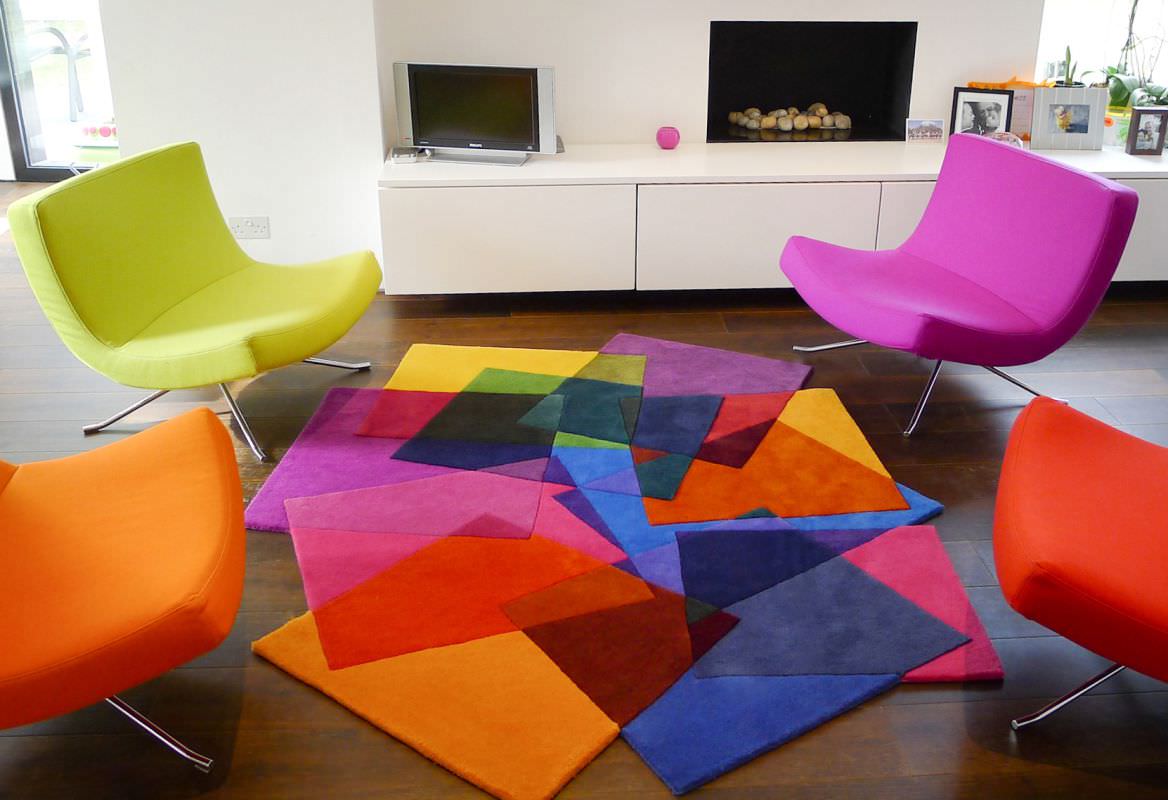 Tapis salon multicolore: tapis effet patchwork pour salon moderne ...