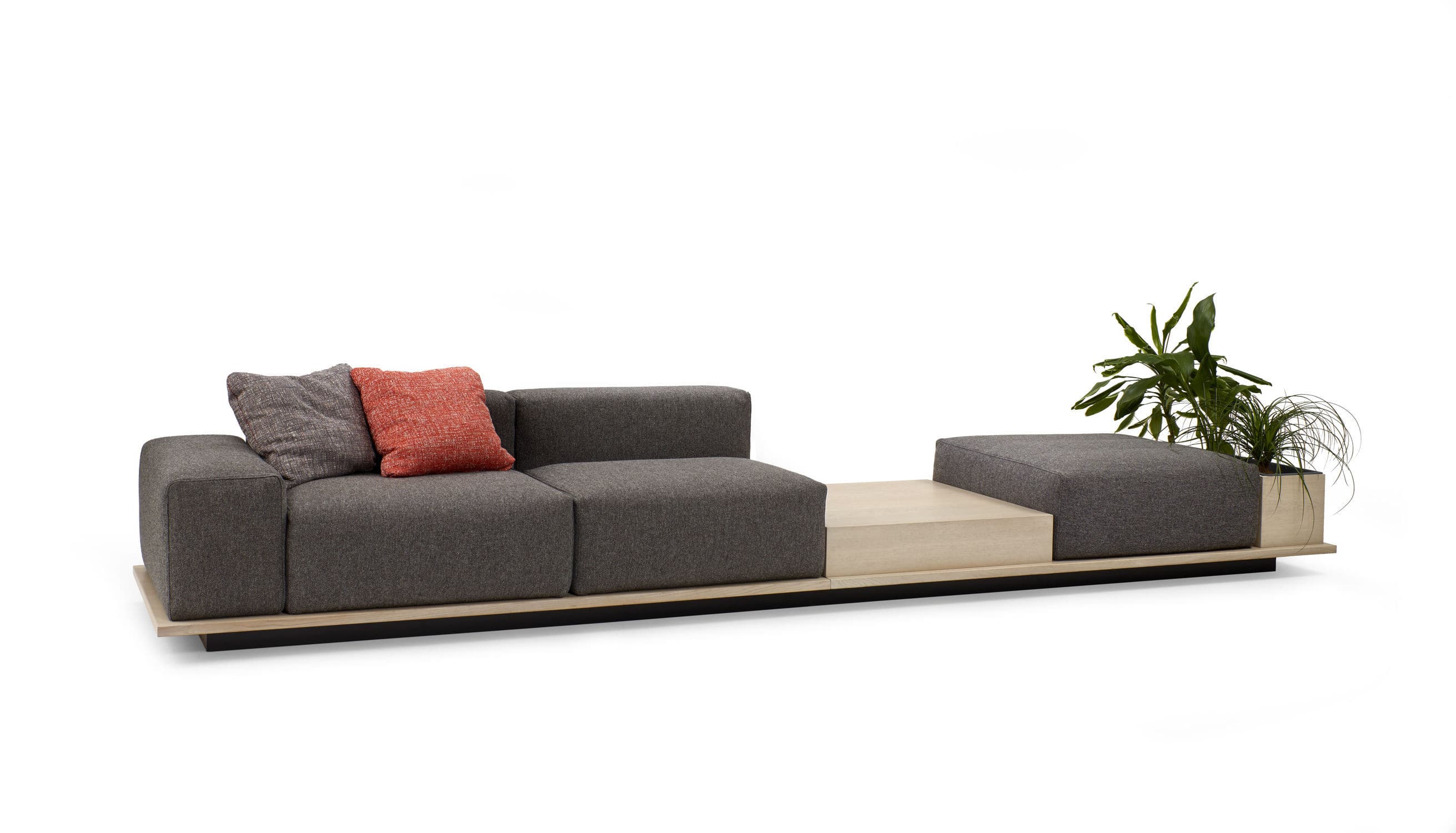 Modular sofa contemporary leather wooden MEET by Fattorini