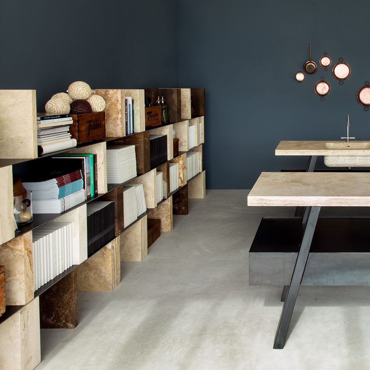 Contemporary Bookcase Lacquered Metal Stone Sider By Marco W Contemporary Bookcase Lacquered Metal Stone Sider By Marco W Ioli Ed Emanuel Gargano